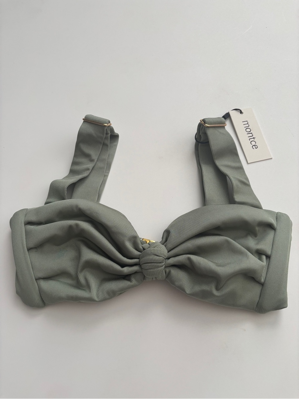 Montce Swim Bikini Top Nwt Sage Green Rib Hayden Small S